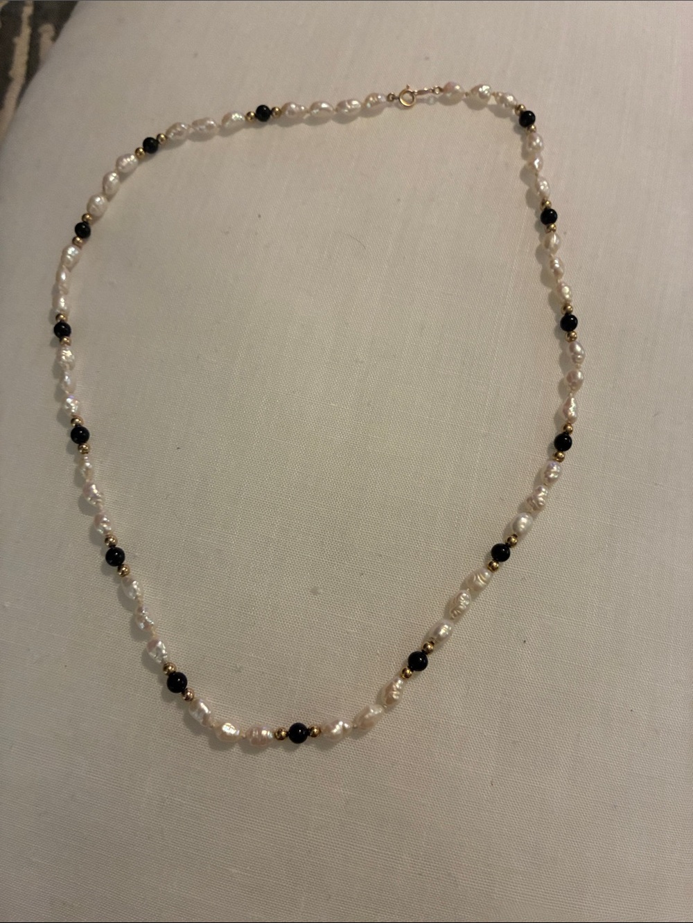 Pearl and Black Bead Necklace - Elegant Freshwater Pearls